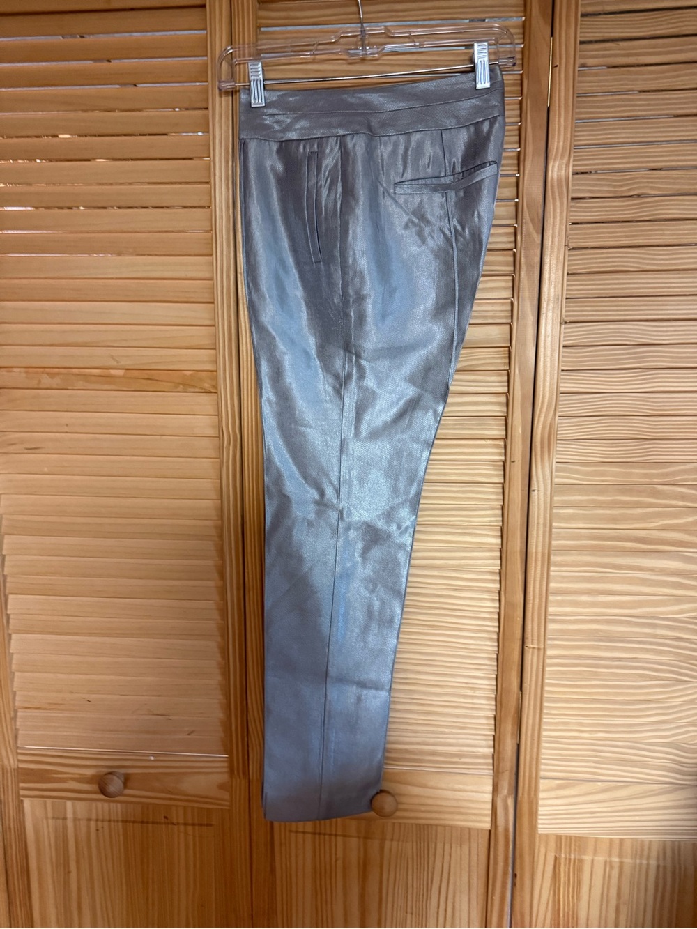 Womenโs Metallic Gray Dress Pants